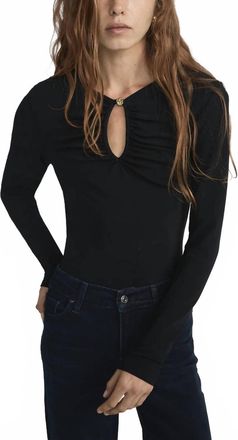 Frame Denim Keyhole Top In Black