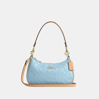 Coach Womens Teri Shoulder Bag In Signature Leather - Blue - One Size