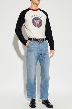 Versace Long Sleeve T-shirt, Mens, Cream