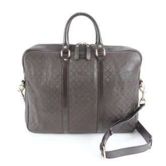 Gucci Diamante Brown Leather Briefcase (Pre-Owned)