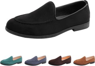 Generic Moccasin Slippers for Men, Classic Flat Rubber Sole Loafers Slip On, Non-Slip, Casual, Lightweight, Comfortable, Hiking Shoes, Low Heel Walking Shoes 