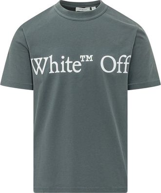 Off-white Bookish Scarf SS Tee - Heren - T-shirts - Blauw - M - Katoen - Tops