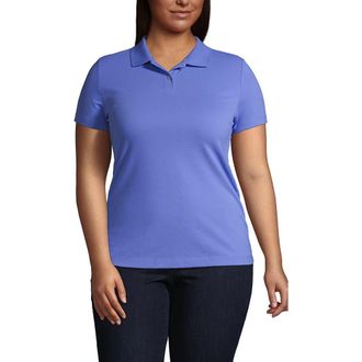 Lands End Short Sleeve Basic Mesh Polo Shirt in Dark Cobalt Blue at Nordstrom, Size 5X