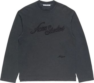 Acne Studios T-shirt met geborduurd logo en lange mouwen - Dames - Longsleeves - Zwart - S - Tops