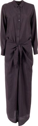 Emporio Armani Black Viscose-Blend Gathered Midi Dress