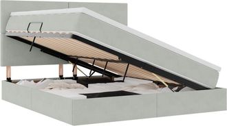 vidaXL Storage Bed with Mattress Light Grey 180 x 200 cm Velvet vidaXL