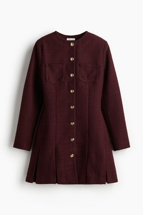 H&M Boucl&eacute;-Kleid - Weinrot