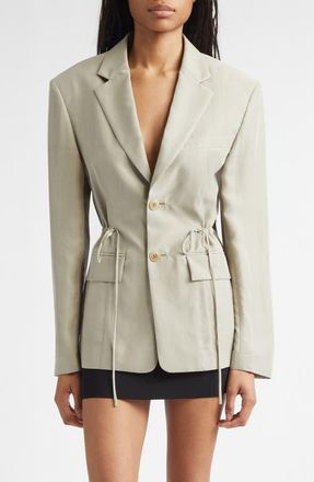 Alexander Wang Drawstring Waist Silk Jacket in Army Tan at Nordstrom, Size 12