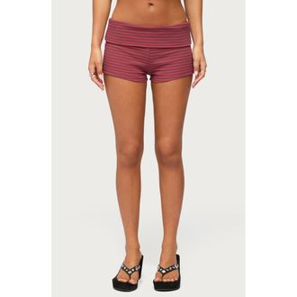 Edikted Monikah Stripe Micro Shorts in Red at Nordstrom, Size X-Small