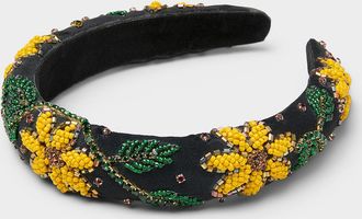 Simons Womens Beaded flower black headband