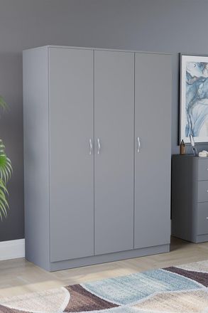 Home Discount Vida Designs Riano 3 Door Wardrobe Storage Organizer in Grey