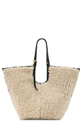 AllSaints Ara Genuine Shearling Tote in Natural/Black at Nordstrom