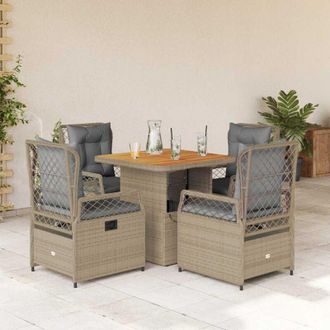 vidaXL Set Comedor De Jard&iacute;n 5 Pzas Con Cojines Rat&aacute;n Sint&eacute;tico Beige Vidaxl
