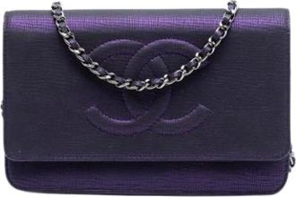 Chanel Pre-owned Cross Body Bags, female, Purple, Size: ONE SIZE Pre-owned Wallet on Chain