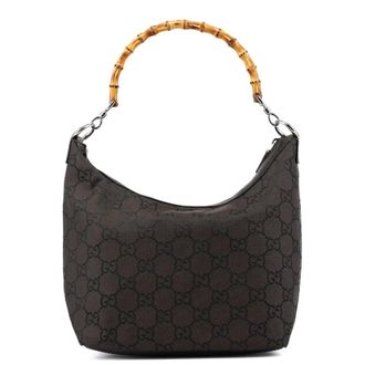 Gucci Tweedehands leren handtassen - Dames - Vintage Schoudertas - Bruin - ONE Size - Nylon - Vintage