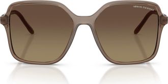 A|X Armani Exchange 53mm Gradient Polarized Butterfly Sunglasses in Opal Brown /Yellow Polar at Nordstrom