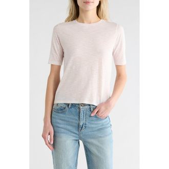 Vince Essential Elbow Length Sleeve Pima Cotton T-Shirt in Off White Rosa Combo at Nordstrom Rack, Size X-Small