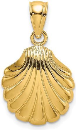 Diamond2Deal 14k Yellow Gold Polished 2-D Scallop Shell Charm Pendant