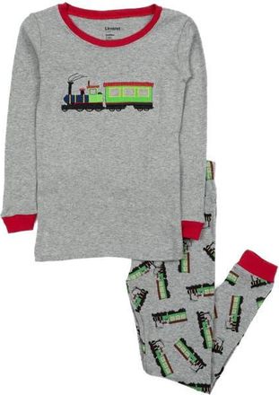 Leveret Kids Cotton Two-Piece Printed Pajamas, Vehicles & Machines in Train at Nordstrom, Size 2T