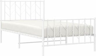 vidaXL Metal Bed Frame without Mattress with Footboard White 100x190cm vidaXL