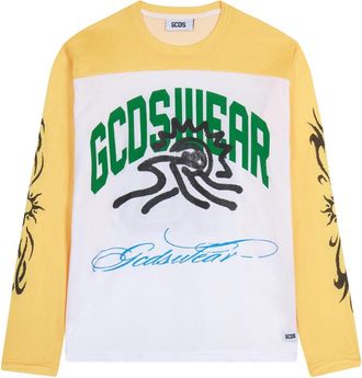 GCDS Sunset Longsleeve T-shirt - Heren - Longsleeves - Geel - XL - Leer - Tops