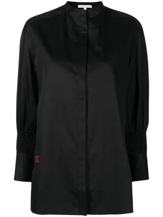 Shiatzy Chen cotton embroidered sleeve shirt - women - Cotton - 42 - Black
