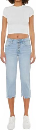 Kancan High Rise Capri Jeans In Light Stone Wash