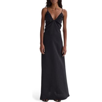 R&oacute;he Sleeveless Hammered Silk Blend Maxi Dress in Black at Nordstrom Rack, Size 12 Us / 44 Eu