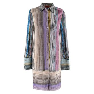 Missoni metallic knit button down shirt dress Size XS