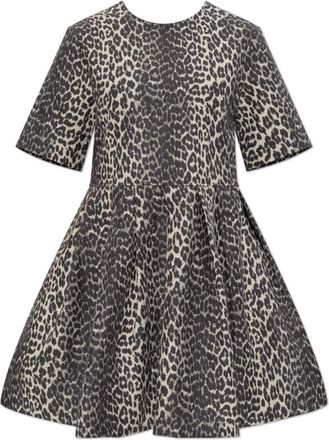 Ganni Floral Motif Dress - Dames - Korte kleedjes - Beige - XS - Katoen - Kleedjes