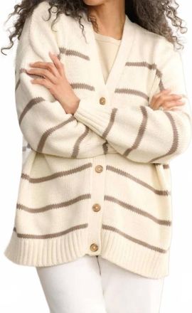 Jenni Kayne Chloe Cardigan In Ivory/taupe Stripe