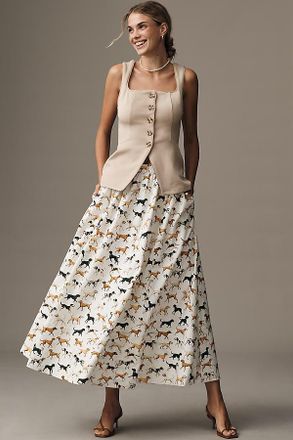 Maeve The Jacie Poplin Printed Maxi Skirt by Maeve