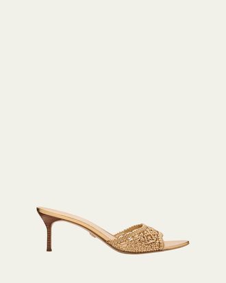 Veronica Beard 70mm Tia Macrame Metallic Leather Sandals