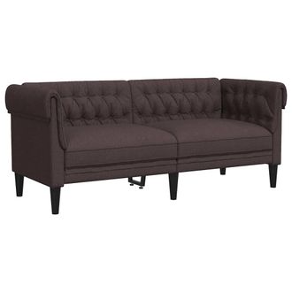vidaXL Sof&aacute; Chesterfield De 2 Plazas Tela Marr&oacute;n Oscuro Vidaxl
