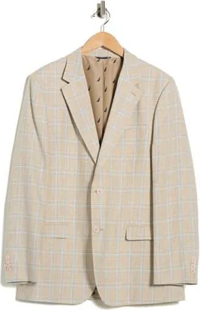 Nautica Plaid Cotton & Linen Blend in Tan at Nordstrom Rack, Size 48 Regular