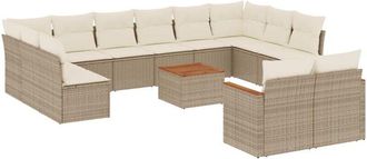 vidaXL Set Sof&aacute;s De Jard&iacute;n Con Cojines 13 Pzas Rat&aacute;n Sint&eacute;tico Beige Vidaxl