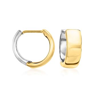Ross-Simons 14kt 2-Tone Gold Reversible Huggie Hoop Earrings