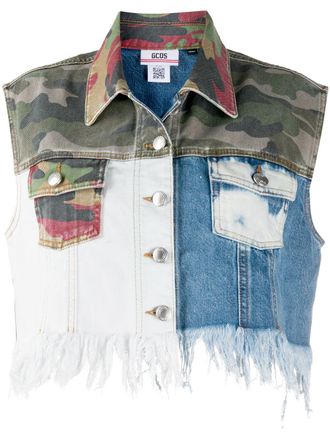 GCDS Hemd met patchwork - Groen