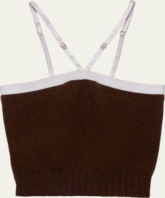 Prada Cashmere-Wool Knit Crop Tank Top
