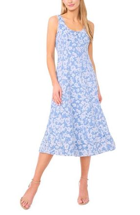 Ted Baker Nara Rose Print Denim Midi Dress in Granada Sky at Nordstrom, Size 0