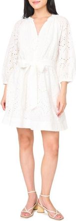 Gibsonlook Cotton Eyelet Shirtdress in White at Nordstrom, Size X-Small