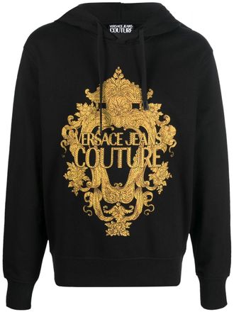 Versace Jeans Couture logo-print cotton hoodie - men - Cotton - S - Black