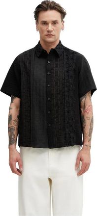 Ader Error Short Sleeve Button-Up T-Shirt - Heren - Korte mouwen Overhemden - Zwart - M - Katoen - Overhemden