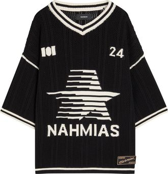Nahmias Knit Star Cotton-knit Football T-shirt - Black - XL