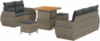 vidaXL Conjunto De Sof&aacute; De Jard&iacute;n 8 Pcs Gris Rat&aacute;n Sint&eacute;tico Vidaxl