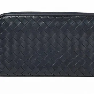 Bottega Veneta Navy Leather Long Wallet (Bi-Fold) (Pre-Owned)