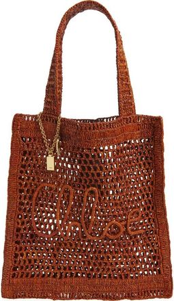 Chlo&eacute; Summer Banana Crochet Raffia Tote Bag in Clay Brown at Nordstrom