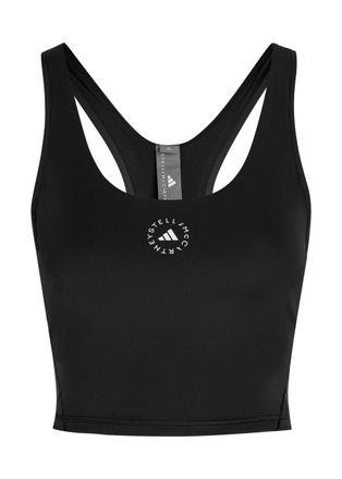 Stella McCartney Adidas X Stella Mccartney Logo-print Cropped Stretch-jersey top - Black - S (UK8-10 / S)