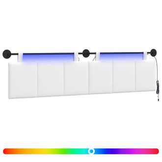 vidaXL Cabecero Colgante Con Luz Led Blanco Tela Vidaxl