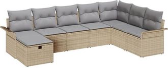vidaXL Garden Sofa Set Manual 8 pcs Beige and Light Grey Poly Rattan vidaXL